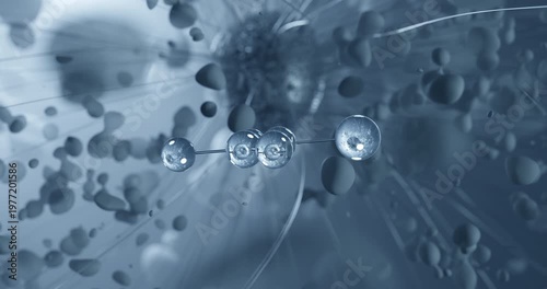 Polychlorotrifluoroethylene rotating molecular structure, 3d ball-and-stick model, looped video polymer
