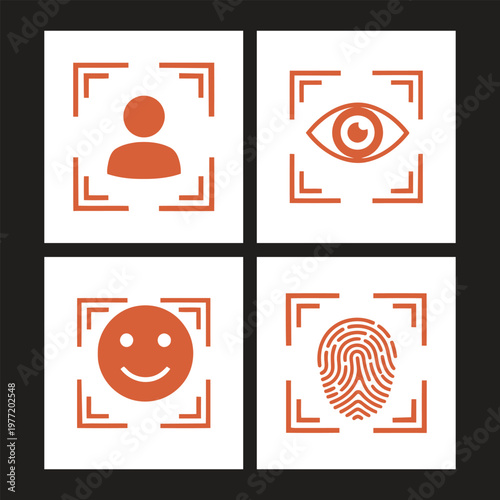 A collection of four biometric identification icons representing modern digital security systems Vector