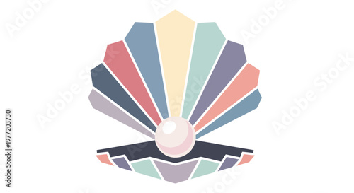 Colorful abstract seashell with precious pearl design