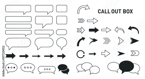 Collection of Speech Bubbles Call Out Boxes and Arrow Icons