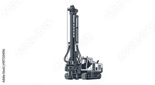 Industrial rotary drilling rig machine illustration isolated on white