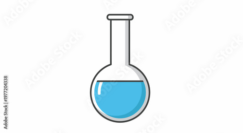 Illustrated laboratory flask containing liquid suitable for scientific or medical uses