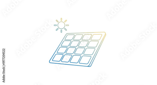 Illustration depicting a solar panel with a sun symbol representing renewable energy