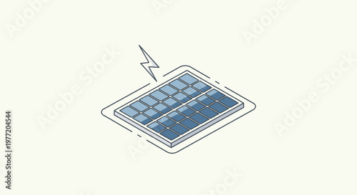 Illustration depicting a solar panel, and energy generation, perfect for environmental themes
