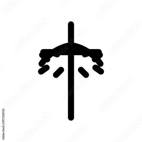 Black silhouette shower head, bathroom icon, showerhead symbol, vector graphic