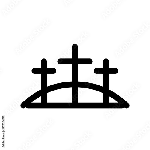 Gothic crosses, Christian symbol, black silhouette icon, minimalist design