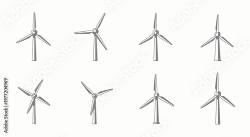 Illustrated depiction of windmills generating renewable energy for a cleaner planet without the