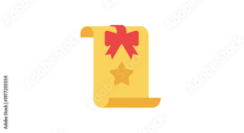 Illustrated award parchment with a red bow and a golden star for celebratory occasions