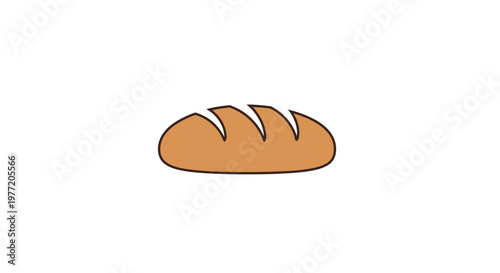 Illustrated bread loaf on white background, bakery concept, food illustration