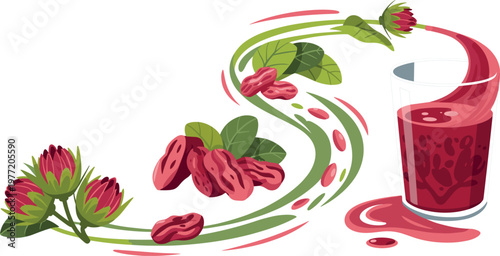 Rice farming and production process flat vector illustration showing planting, harvesting, processing, and rice products in agricultural cycle