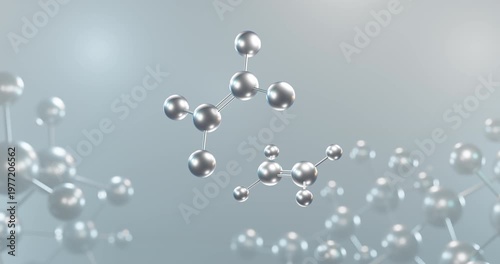 Ethylene tetrafluoroethylene rotating 3d molecule, molecular structure of fluoropolymer seamless video
