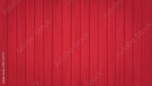 Red wooden plank wall background with vertical boards texture. Vector illustration. Modern surface for design projects, banners, posters, advertising, branding and product presentation backgrounds.