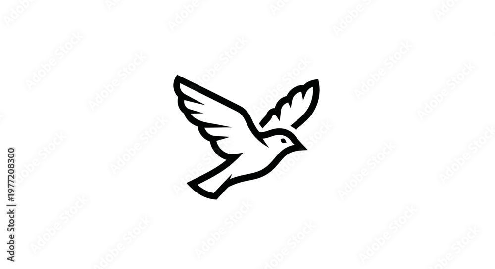 Obraz premium Minimalist black and white flying bird logo design, perfect for various creative uses
