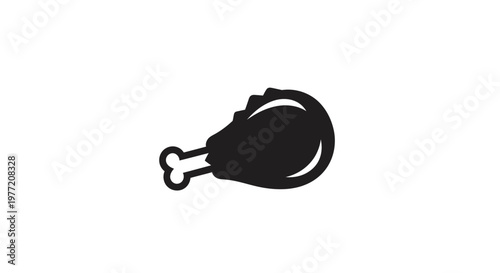 Minimalist Black and White Illustration of a Chicken Leg for Culinary Purposes