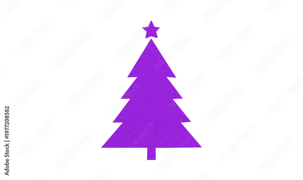 Fototapeta premium A cute purple Christmas tree made of paper is placed on a transparent background.