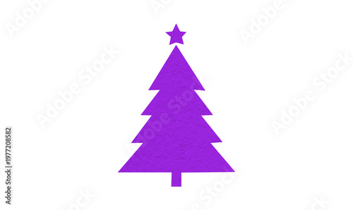 A cute purple Christmas tree made of paper is placed on a transparent background.