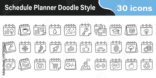  a big collection of Collection of hand-drawn doodle style calendar icons perfect for scheduling  planning  events  and task management  offering versatile design elements for applications  websites  