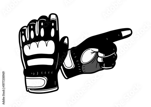 Boxing glove hand gesture on black background for design