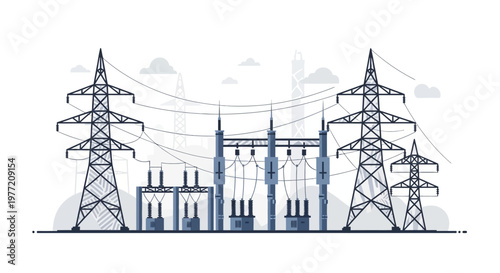 Illustration depicting a stylized power grid, conveying energy distribution and infrastructure