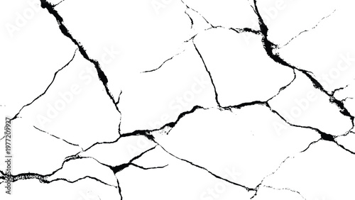 Cracked marble surface with black veins and white background for design and texture elegant natural stone pattern