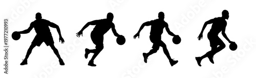 Basketball players silhouettes set -  vector illustration