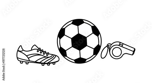 Soccer Football Sports Equipment Icons.