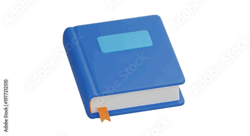 Vector illustration of blue hardcover book with a bookmark on a transparent background