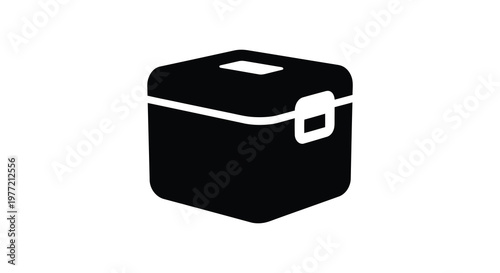 Simple black lunchbox icon minimalist design isolated on white background silhouette