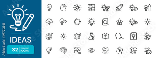 Schilderij op canvas Ideas Creativity And Innovation Line Icons