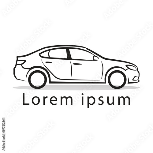 Car Outline Vector Illustration Minimal Line Art Vehicle Design