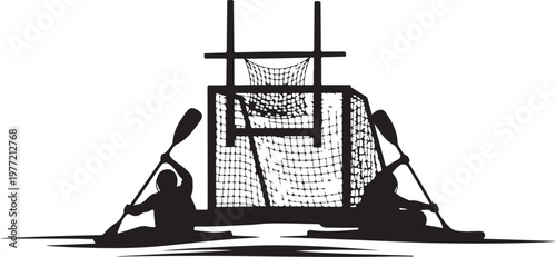 Lacrosse, lacrosse goal, players silhouette, sports vector, athletic game