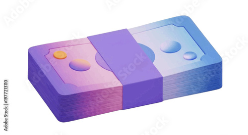 Vector illustration of 3d illustration of a stack of paper money banknotes tied with a band on a transparent background