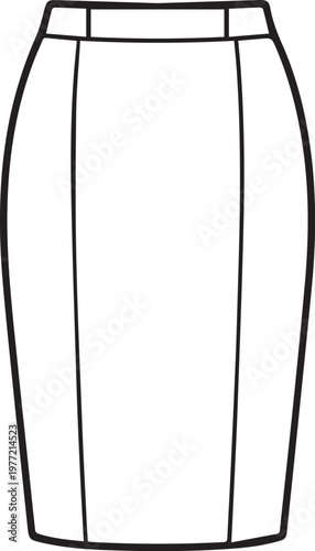 A minimalistic outline of a pencil skirt, showcasing a simple, clean design ideal for fashion.