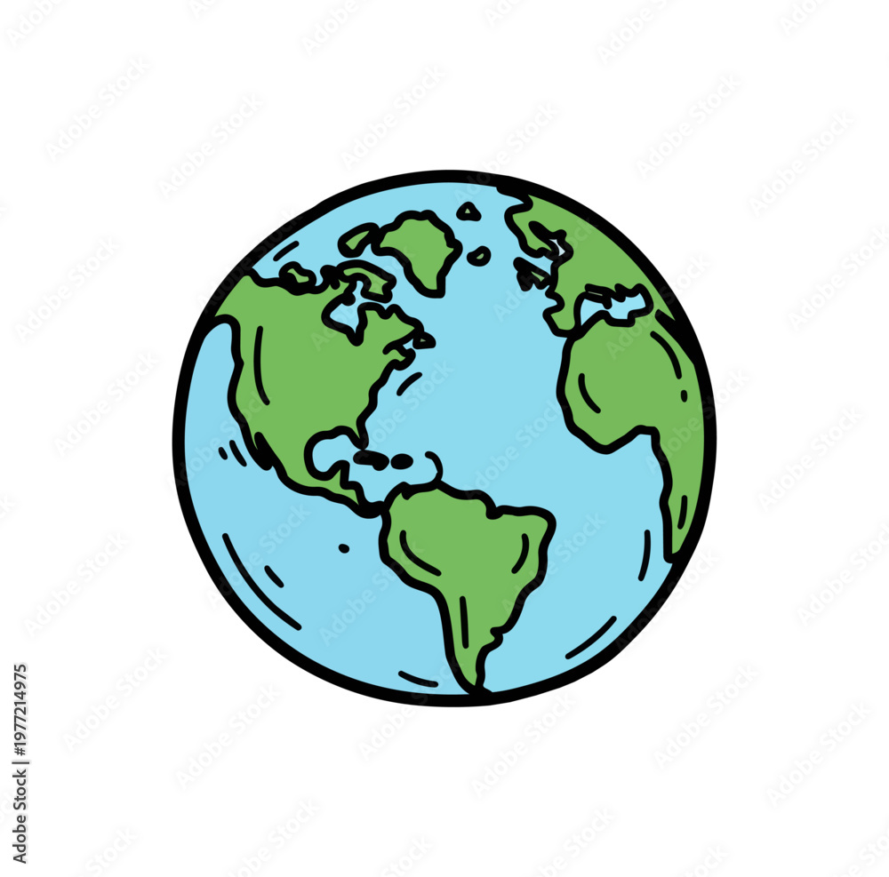 Obraz premium Cartoon earth illustration on black background