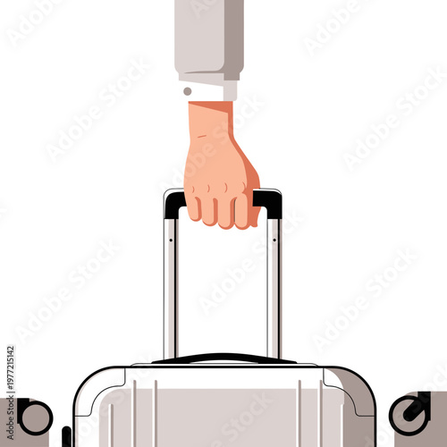 Hand Holding Travel Suitcase Handle, Business Trip Concept