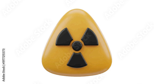 Vector illustration of 3d render of a yellow radiation hazard symbol on a triangular background on a transparent background