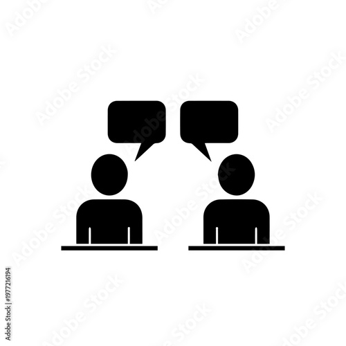 Minimalist graphic symbolizing interpersonal communication, discussion, and social interaction for effective dialogue