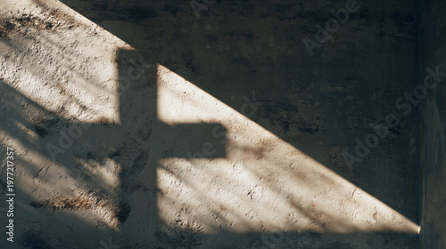 Cross Shadow on Wall: A captivating interplay of light and shadow, where a cross-shaped silhouette is cast upon a weathered wall, creating a scene that speaks of faith and serenity.