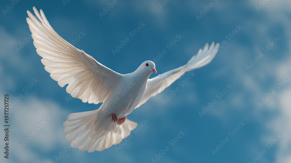 Obraz premium White holy spirit Dove descending from heaven