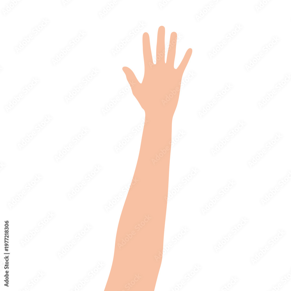 Obraz premium Raised Hand Waving Hello or Asking Question