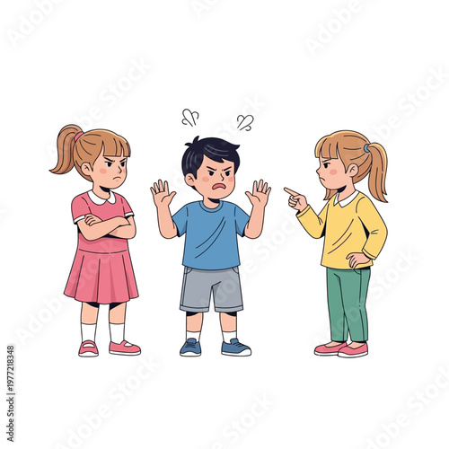 Children Arguing, Boy Angry, Girls Disagreeing, Conflict, Childhood Misunderstanding