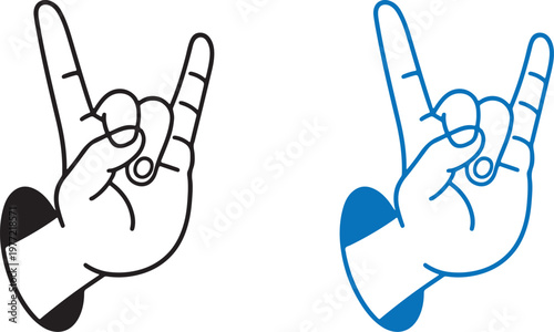 Simple hand gesture illustration showing fingers and symbols of communication and expression