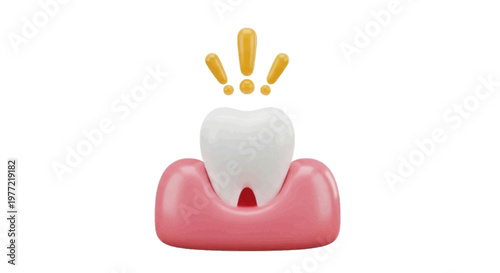Vector illustration of 3d illustration of a tooth with gum recession and inflammation on a transparent background