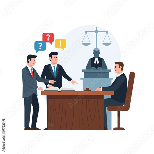 Legal Dispute Resolution in Courtroom with Lawyers and Judge
