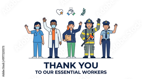 Thank You to Essential Workers with Various Professions