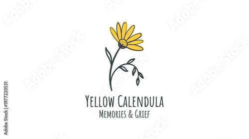 Minimalist Yellow Calendula Flower Logo Design