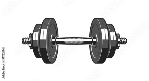 Dumbbell weightlifting fitness equipment closeup.