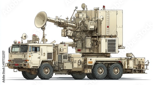 Mobile anti-aircraft system with rotating radar and armament