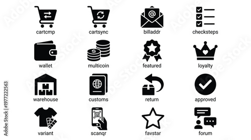 Black icons for ecommerce and shopping concepts