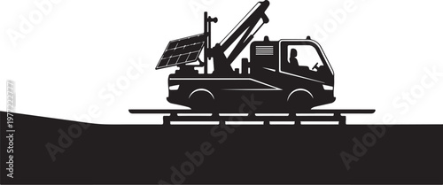 Tow truck, crane, silhouette, vehicle, transportation, heavy duty, industrial